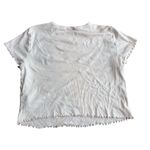 Topshop  6 Babydoll Embroidered Tee Shirt Light Pink Ruffle Hem‎ Cotton Coquette Photo 2