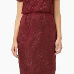 JS Collections  Embroidered Blouson Midi Dress In Sangria Size 12 Photo 0