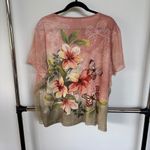 Rose Pink Floral Butterfly Fairy Top Beaded Silky Garden Summer Alfred Dunner XL Photo 2