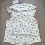 We Wore What Ruffle Collar Button-Up Floral Blouse Ivory Blue NWT Size S Photo 1