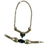 Hunter Green Gem Rhinestone Bracelet Necklace Set Vintage 70s 80s 90s Jewelry Pe Photo 8