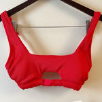 Cupshe  Red Ribbed Bralette Bikini Top Cut out Front Hook Closure Back Small NEW Photo 0
