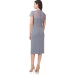 JS Collections Slate Blue Short Sleeve Illusion Cocktail Dress 16 NWT Photo 2
