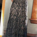 Cache Black Lace Sequined Pleated Bottom Gown Fully lined sz sm Photo 0