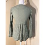 Sim & Sam Green Ruched Fabric Long Sleeve Boho Top Small Photo 1