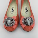 Francesca's CG Shoes Womens Size 9 Coral Jeweled Slip On Ballet Flats Prew Snake Pink Photo 4