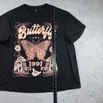 SheIn 1997 Butterfly Graphic T Shirt Women 2XL Oversized Mushroom Black Short Sleeve Photo 2