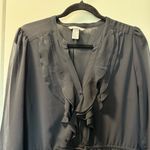 H&M Ruffle Front Long Sleeve Sheer Dress Knee Length Classic Funeral Business 14 Photo 3