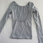 Free People  Low Back Seamless Long Sleeve Grey Lunar Rock Size X-Small/Small NWT Photo 3