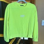 ZARA  Washed Neon Yellow Sweatshirt No Need To Stress Size Small Oversized Photo 0