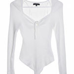 Love Tree Women’s White Long Sleeve Casual Bodysuit Photo 0
