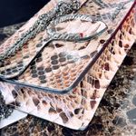 Vera Pelle  Snake Print Leather Metal black chain crossbody Italy bag Photo 3