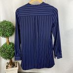 Armani Exchange Blue & White Pinstriped Long Sleeve Collarless Blouse XS Photo 1