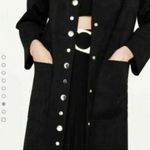 ZARA Black Faux Suede Longline Button Jacket Overcoat Size XSmall EUC Photo 3