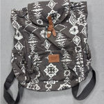 Pink Victoria's Secret Backpack Aztec Geometric Print Canvas Gray Drawstring Bag Photo 0