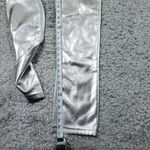 Abercrombie & Fitch Abercrombie Curve Love 90's Straight Ultra High Rise Pants Vegan Leather Silver Photo 10