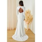 Lulus  Eloquent Endearment White Long Sleeve Backless Maxi Dress Bridal Wedding M Photo 2