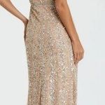 Mac Duggal NWOT  5619 Beige Embellished Illusion High Neck Cap Sleeve Gown Nude Photo 1