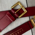 EXPRESS 90s 00s  belt leather metal statement burgundy gold small Photo 2