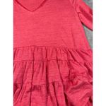 Deletta  Peplum Top Ruffle Hem Long Sleeve V-Neck Blouse Coral‎ Pink XSP Photo 6