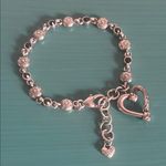 Brighton Vintage Awakened Hearts Black Enamel Crystal Heart Charm Bracelet Photo 0