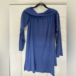 Boutique Women’s Extra Large On Or Off Shoulder, Cowl Neck Long Sleeve Top ￼ Blue Size XL Photo 2