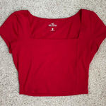 Hollister  Red Cropped Square Neck Baby Tee Photo 0