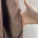 Bill Levkoff  Sz 20 Brown Satin Cocktail Dress Fit & Flare Big Bow Detail Pockets Photo 3