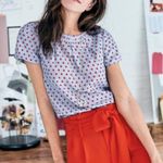 Boden USA Boden Carey Polka Dot Blouse Women’s Size 2 US / 6 UK Blue Red Short Sleeve Photo 0