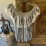 Kori NWOT Striped Off-Shoulder Tassel Top Photo 0