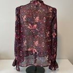 AQUA  purple floral blouse sz L Photo 1