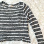 Hollister  Grey and White Striped Cropped Knit Sweater Photo 1