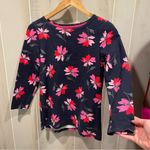 Cute Joules navy pink floral solid quality cotton top Size 4 Photo 9