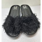Jeffrey Campbell LF x JC Limited Edition Fringe Slip On Flat Sandals Black 10 Photo 1