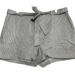 Banana Republic  Linen Paper Bag Shorts Striped Tie Waist Flat Front Gray 10 Photo 0