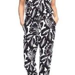 Gap Hawaiian Tropical Floral Print Elastic Drop Waist Tie Jumpsuit Pockets XS Photo 0