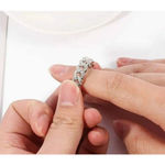 Boutique 8mm Iced White Gold‎ Plated Sterling Cuban Chain Ring, Adjustable Photo 5