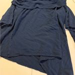 Oh My Gauze Size 2 Navy Blue Boat Neck Collared Asymmetrical Off Shoulder Shirt Size L Photo 2