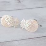 Vintage Screw On Earrings Cream Pineapple with Slight Iridescence Photo 4