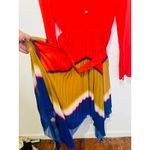 THEBE MAGUGU Red Gradient Asymmetric Pleated Cocktail Collared Chiffon Dress M Size M Photo 12