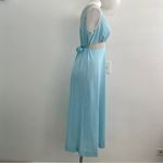 Vanity Fair Vintage 1950s lace maxi nightgown sleepwear aqua blue beige nylon tie back Photo 6