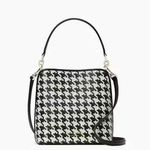Kate Spade NWT Womens Black Houndstooth Leather Tophandle Handbag Crossbody Tote Photo 1