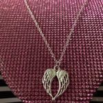 Religion Angel Wings Necklace Heart Shaped Sterling Silver Minimalistic Jewelry Photo 12