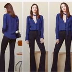 Reformation Eldridge blue stripe tie neck blouse S Photo 1