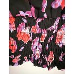 VERO MODA NEW  Women's Crop Top Blouse Medium Black Coral Smocked Abstract Floral Photo 2