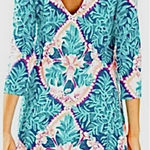 Lilly Pulitzer  Ophelia Seaside Aqua Coconut Cove Knit Swing Dress MEDIUM Cottage Photo 0