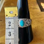 Sleeping Beauty Turquoise White Diamond Accent Art Deco Ring Size 8.75 Silver Photo 6
