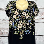 Susan Graver  Size M Black - Floral Print Square Neckline Blouse Top Photo 0