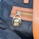 Michael Kors  Black Nylon Tote Bag Brown Trim Gold Hardware Travel Shopper Photo 7