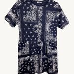 ZARA Tunic Dress Navy White Boho Oversized Size Small Patchwork Bohemian Photo 0